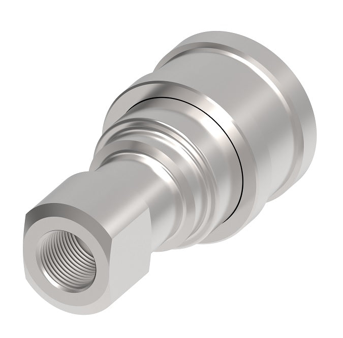 FD56-1270-16-16 Hansen® by Danfoss | Quick Disconnect Coupling | 5600 Series | 1" Female SAE O-Ring Boss x 1-5/16" ISO 7241 Type A | Socket | Valved with Sleeve Lock | Buna-N Seal | Carbon Steel