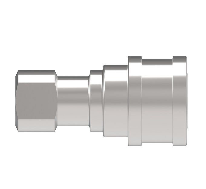 FD56-1270-06-06 Hansen® by Danfoss | Quick Disconnect Coupling | 5600 Series | 3/8" Female SAE O-Ring Boss x 9/16" ISO 7241 Type A | Socket | Valved with Sleeve Lock | Buna-N Seal | Carbon Steel
