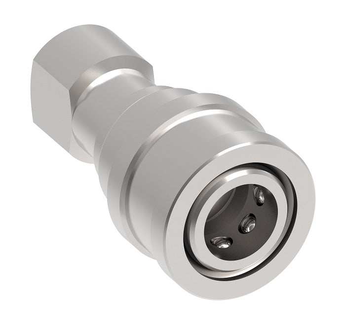 FD56-1270-16-16 Hansen® by Danfoss | Quick Disconnect Coupling | 5600 Series | 1" Female SAE O-Ring Boss x 1-5/16" ISO 7241 Type A | Socket | Valved with Sleeve Lock | Buna-N Seal | Carbon Steel