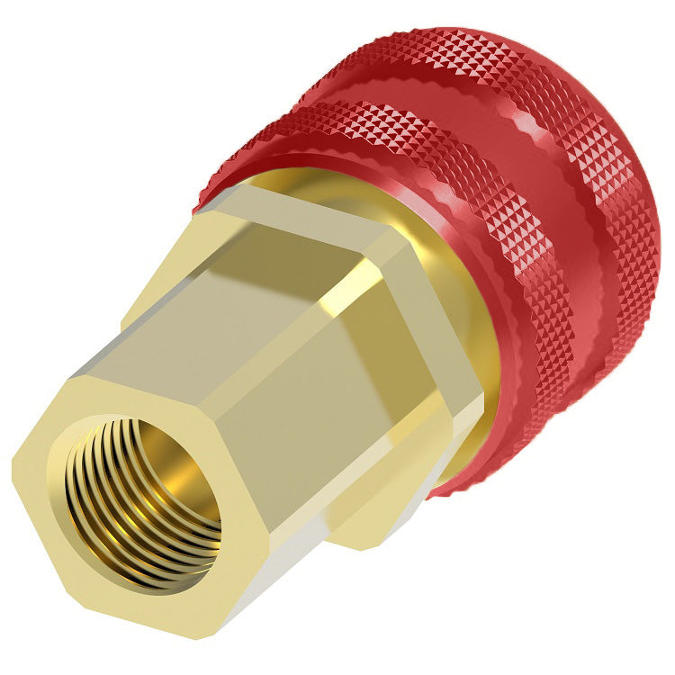 RD702 Hansen® by Danfoss | Quick Disconnect Coupling | 700 Series | 1/4" Female NPTF x 1/4" Body Size | Standard Socket | Without Sleeve Lock | Buna-N Seal | Brass
