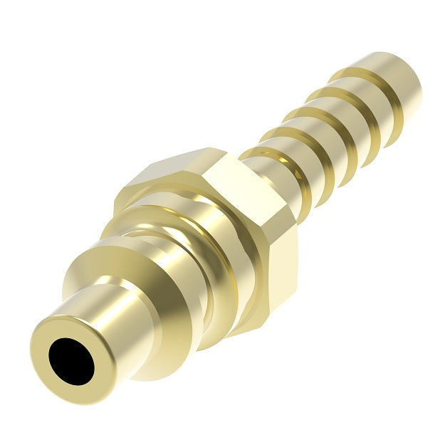 A7 Hansen® by Danfoss | Quick Disconnect Coupling | 700 Series | Hose Barb End | 1/4" Hose ID x 1/4" Body Size | Standard Plug | Without Sleeve Lock | Buna-N Seal | Brass