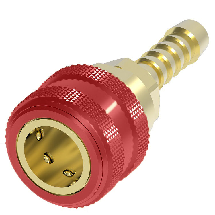 RD708 Hansen® by Danfoss | Quick Disconnect Coupling | 700 Series | Hose Barb End | 3/8" Hose ID x 1/4" Body Size | Standard Socket | Without Sleeve Lock | Buna-N Seal | Brass