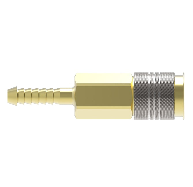 B23AS37H Hansen® by Danfoss | Pneumatic Quick Disconnect Coupling | Auto-Flo 23 Series | Hose Barb End | 3/8" Hose ID x 1/4" Body Size | Socket | Buna-N Seal | Brass