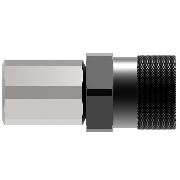 FD96-1004-06-04 Hansen® by Danfoss | Quick Disconnect Coupling | FD96 Series | 3/8" Female SAE O-Ring Boss x 1/4" High Pressure Thread to Connect Flush Face | Socket | NBR Seal | Steel