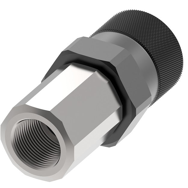 FD96-1004-20-20 Hansen® by Danfoss | Quick Disconnect Coupling | FD96 Series | 1-1/4" Female SAE O-Ring Boss x 1-1/4" High Pressure Thread to Connect Flush Face | Socket | NBR Seal | Steel