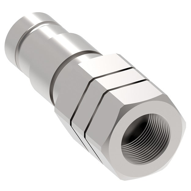 12FFP75BS Hansen® by Danfoss | Quick Disconnect Coupling | FF Series | 3/4" Female BSPP x 1/2" ISO 16028 Flat Face | Plug | NBR+AU Seal | Steel