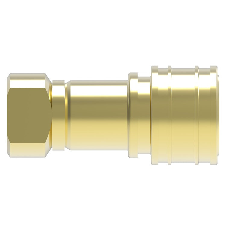 100006E Hansen® by Danfoss | Pneumatic Quick Disconnect Coupling | Gas-Mate Series | 3/8" Female NPTF x 3/8" Body Size | Socket | Buna-N Seal | Brass