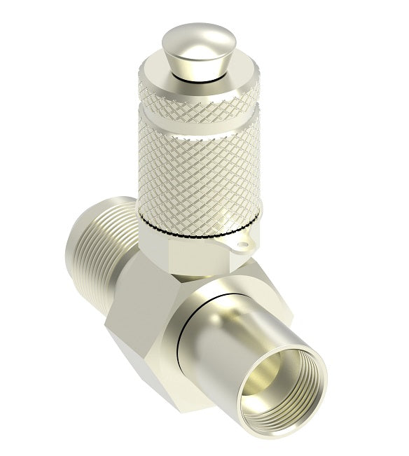 FF14790 Hansen® by Danfoss | Test Coupling | Swivel Run Tee | 7/16-20 Male UNF x 7/16-20 Female UNF | FKM Seal | Nickel Plated Steel