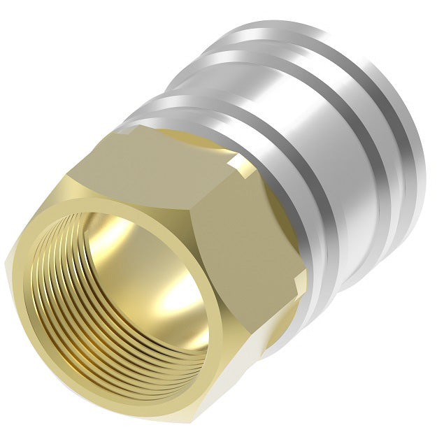 12S46 Hansen® by Danfoss | Quick Disconnect Coupling | ST Series | 1-1/2" Female NPTF x 1-1/2" Body Size | Socket | NBR Seal | Brass (with Steel Sleeve)