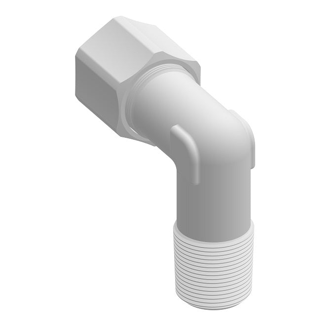 1569PX8X8G by Danfoss | Compression Tube | Male Connector with 'GRIPPER' Nut | 90° Elbow | 1/2" Tube OD x 1/2" Male Pipe | Polypropylene