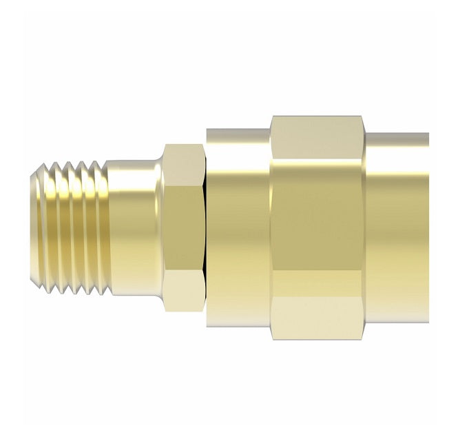 00904B-104 Weatherhead by Danfoss | Male Pipe Rigid Field Attachable Fitting | 009 "B" Series | -04 Male MPT x -04 Reusable Hose End | Brass