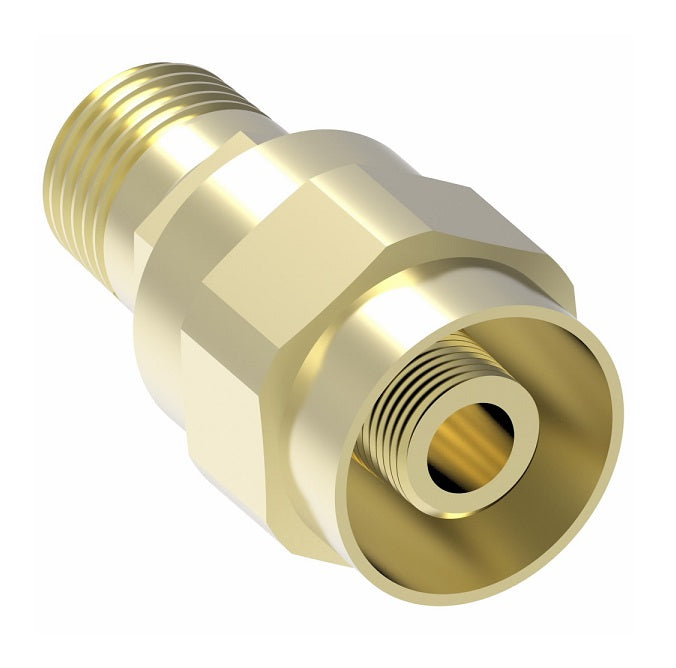 00904B-104 Weatherhead by Danfoss | Male Pipe Rigid Field Attachable Fitting | 009 "B" Series | -04 Male MPT x -04 Reusable Hose End | Brass