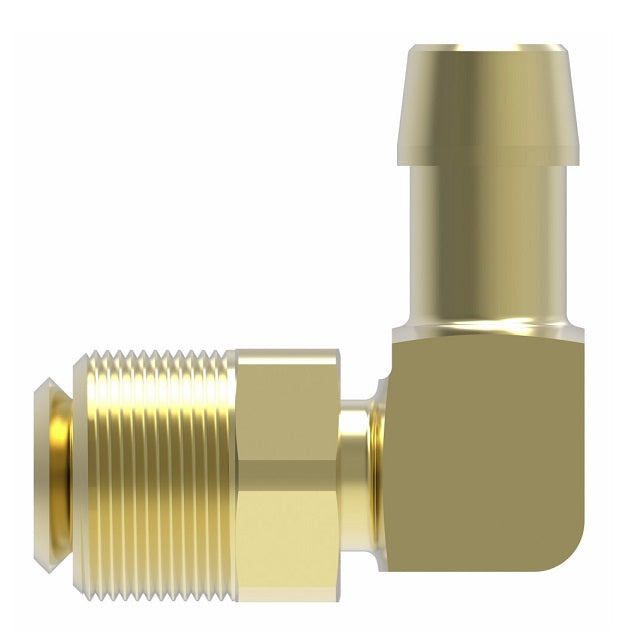 05704B-B64 Weatherhead by Danfoss | Inverted Male Swivel 90° Elbow Field Attachable Fitting | 057 'B' Series | 1/4" Male UNF x -04 Reusable Hose End | Brass