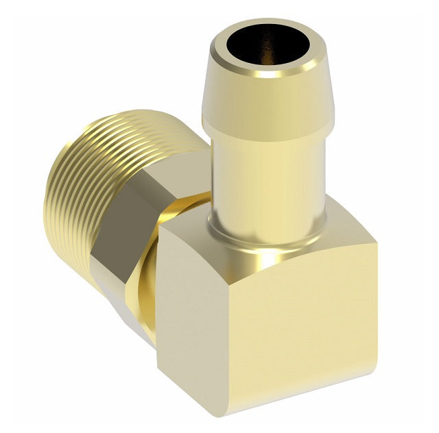 05704B-B64 Weatherhead by Danfoss | Inverted Male Swivel 90° Elbow Field Attachable Fitting | 057 'B' Series | 1/4" Male UNF x -04 Reusable Hose End | Brass