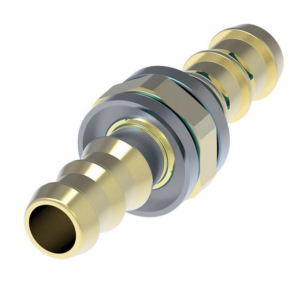 10005B-Y05 Weatherhead by Danfoss | Hose Mender Field Attachable Push-On Fitting | 100 'B' Series Barb-Tite | -05 Push-On Hose Barb x -05 Push-On Hose Barb | Brass
