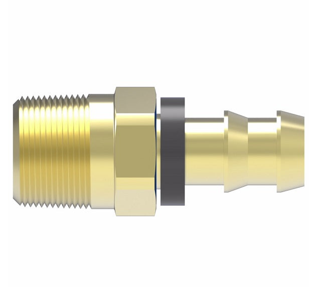 10004B-104 Weatherhead by Danfoss | Male Pipe Rigid Field Attachable Push-On Fitting | 100 'B' Series Barb-Tite | -04 Male NPTF x -04 Push-On Hose Barb | Brass