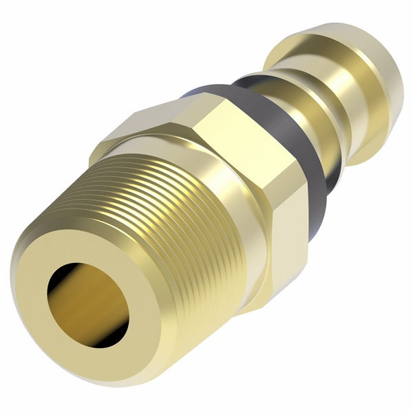 10004B-104 Weatherhead by Danfoss | Male Pipe Rigid Field Attachable Push-On Fitting | 100 'B' Series Barb-Tite | -04 Male NPTF x -04 Push-On Hose Barb | Brass