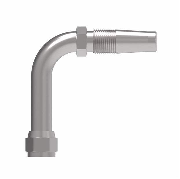 185263-8S Weatherhead by Danfoss | Female 37° JIC Swivel Long Drop 90° Elbow Field Attachable Fitting for 1 & 2 Wire Braided Hose | Nipple Assembly | -08 Female 37° JIC Swivel x -08 Reusable Hose End | Steel