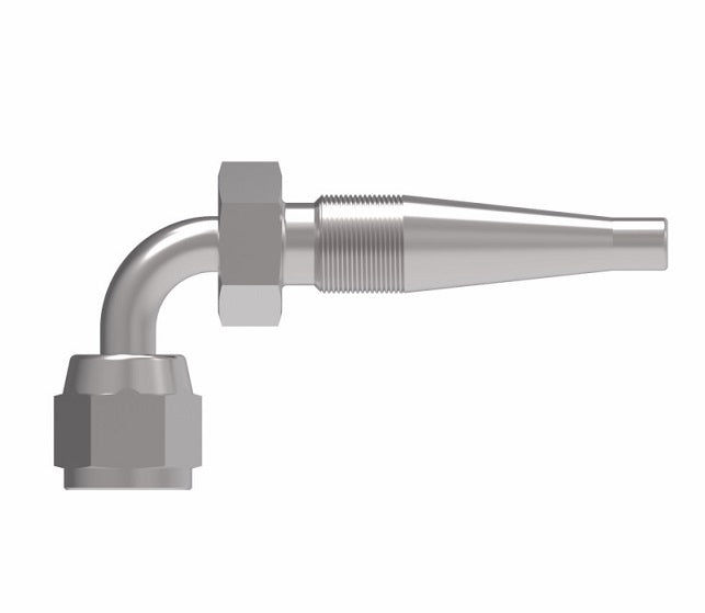 185264-8S Weatherhead by Danfoss | Female 37° JIC Swivel Short Drop 90° Elbow Field Attachable Fitting for 1 & 2 Wire Braided Hose | Nipple Assembly | -08 Female 37° JIC Swivel x -08 Reusable Hose End | Steel
