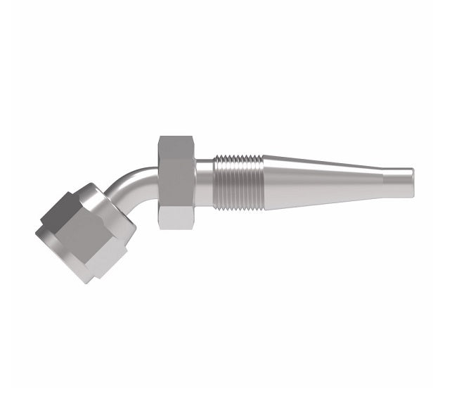 185287-12S Weatherhead by Danfoss | Female 37° JIC Swivel 45° Elbow Field Attachable Fitting for 1 & 2 Wire Braided Hose | Nipple Assembly | -12 Female 37° JIC Swivel x -12 Reusable Hose End | Steel