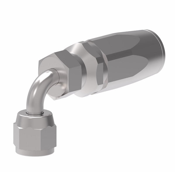 1RA8FJB8 Weatherhead by Danfoss | Female 37° JIC Swivel Short Drop 90° Elbow Field Attachable Fitting for 1 Wire Braided Hose | 1R Series | Complete Fitting | -08 Female 37° JIC Swivel x -08 Reusable Hose End | Steel
