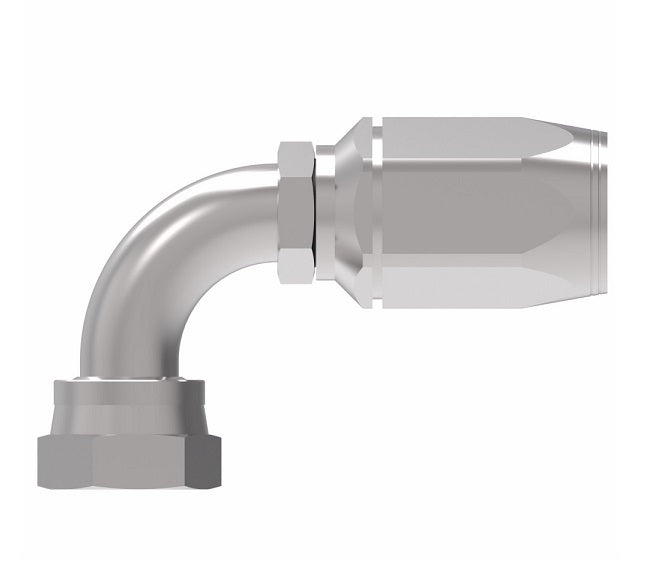 2RA8FRB8 Weatherhead by Danfoss | Female ORS Swivel 90° Elbow Field Attachable Fitting for 2 Wire Braided Hose | 2R Series | Complete Fitting | -08 Female O-Ring Face Seal Swivel x -08 Reusable Hose End | Steel