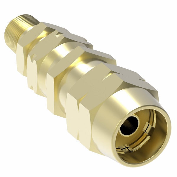 33806B-Y84 Weatherhead by Danfoss | Female Connector with Adapter Field Attachable Fitting | 338 'B' Series DOT | -04 Male NPTF x -06 Reusable Hose End | Brass