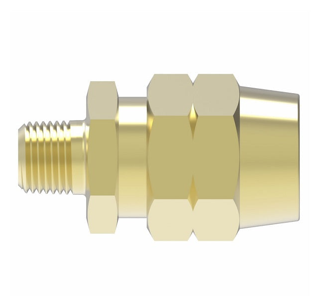33806B-Y26 Weatherhead by Danfoss | Male Connector Field Attachable Fitting | 338 'B' Series DOT | -06 Male Pipe (PTF SAE Short) x -06 Reusable Hose End | Brass