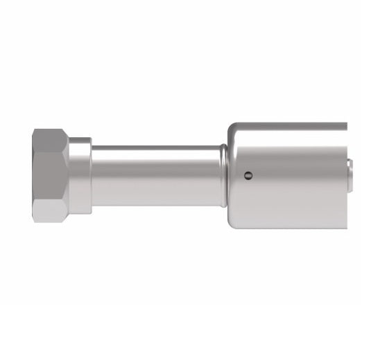 75706E-Z47 Weatherhead by Danfoss | 757 'E' Series | Female Bumped Tube O-Ring Swivel Crimp Fitting | -06 Female Bumped Tube O-Ring x -05 Hose Barb | Steel