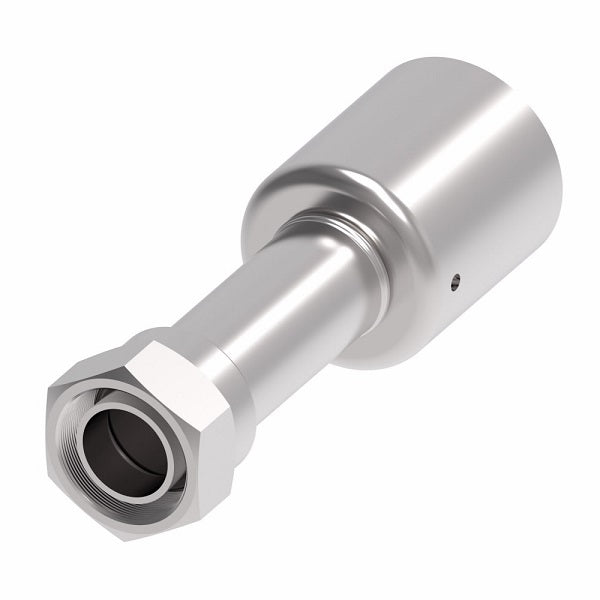 75708E-Z51 Weatherhead by Danfoss | 757 'E' Series | Female Bumped Tube O-Ring Swivel Crimp Fitting | -10 Female Bumped Tube O-Ring x -08 Hose Barb | Steel