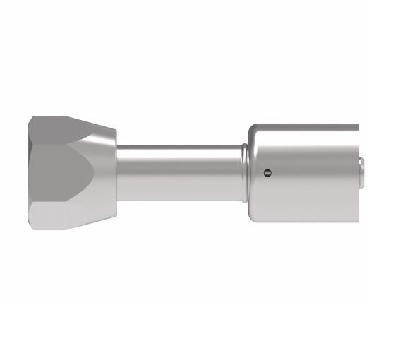 75706E-406 Weatherhead by Danfoss | 757 'E' Series | Female SAE 45° Flare Swivel Crimp Fitting | -06 Female SAE 45° Flare Swivel x -05 Hose Barb | Steel