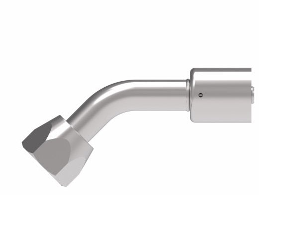 75710E-490 Weatherhead by Danfoss | 757 'E' Series | Female SAE 45° Flare Swivel Tube 45° Elbow Crimp Fitting | -10 Female SAE 45° Flare Swivel x -10 Hose Barb | Steel
