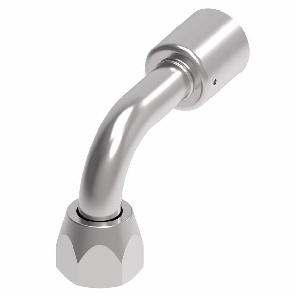 75708E-468 Weatherhead by Danfoss | 757 'E' Series | Female SAE 45° Flare Swivel Tube 90° Elbow Crimp Fitting | -08 Female SAE 45° Flare Swivel x -08 Hose Barb | Steel
