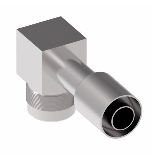 75710E-X10 Weatherhead by Danfoss | 757 'E' Series | Male SAE 45° Rigid 90° Elbow Crimp Fitting | -10 Male SAE 45° x -08 Hose Barb | Steel