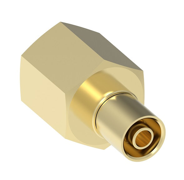 B-2104-2 Weatherhead by Danfoss | Everswage | Female Pipe Crimp Fitting for Everflex Hose | 3/16" Hose Barb x 1/4" Female NPTF | Brass