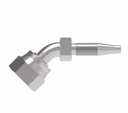 FJ8733-0808S Weatherhead by Danfoss | Female ORS Swivel 45° Elbow Field Attachable Fitting for 1 & 2 Wire Braided Hose | Nipple Assembly | -08 Female O-Ring Face Seal Swivel x -08 Reusable Hose End | Steel