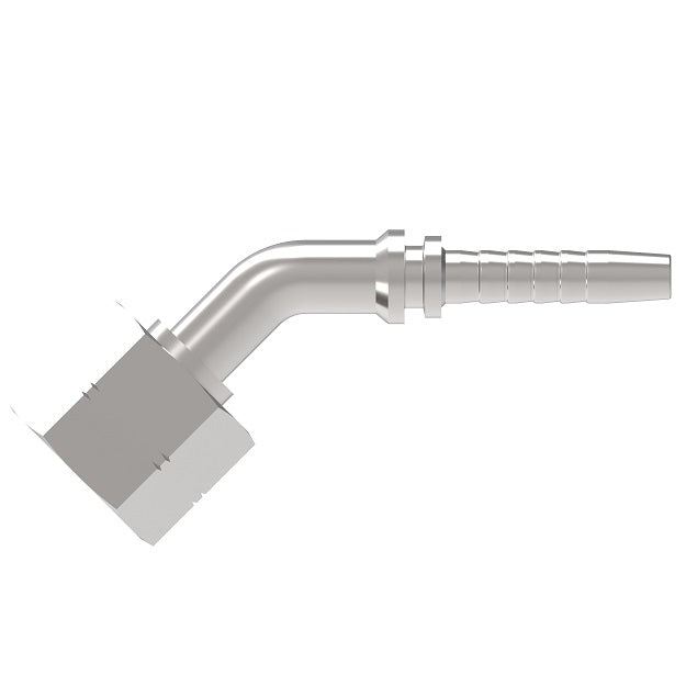 24241-10-10H16ZF Winner by Danfoss | Female ORS Swivel 2-Piece Hose Crimp Fitting | 45° Elbow | 16mm Drop | -10 Female O-Ring Face Seal Swivel x -10 Hose Barb | Steel