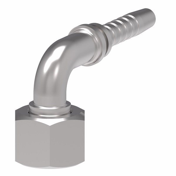 24291-10-08H70TZF Winner by Danfoss | Female ORS Swivel 90° Elbow 2-Piece Hose Crimp Fitting (70mm Drop, with Captive Nut) | -10 Female O-Ring Face Seal Swivel x -08 Hose Barb | Steel