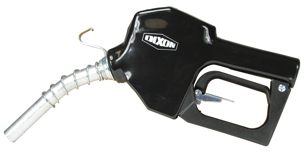 DN7UOBF-NPNF by Dixon Valve | Farm and Consumer Gasoline Nozzle with Safety Valve | UL Listed | 3/4" NPT Inlet | 13/16" Spout Outlet | Black Scuff Guard | Aluminum