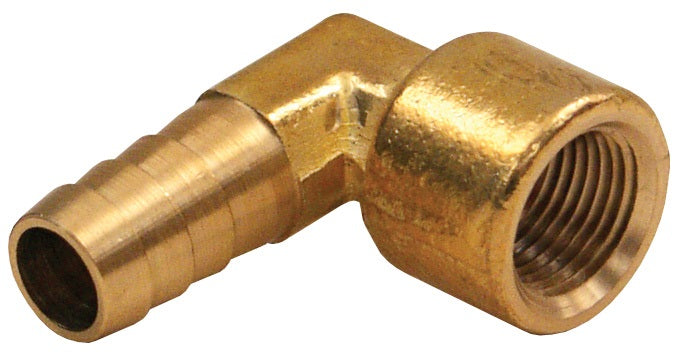 1340404C by Dixon Valve | Female Hose Barb Insert | 90° Elbow | 1/4" Female NPTF x 1/4" Hose ID | Brass