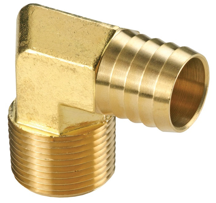 1290504C by Dixon Valve | Male Hose Barb Insert | 90° Elbow | 1/4" Male NPTF x 5/16" Hose Barb | Brass