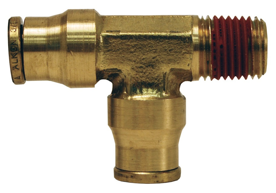 718X8 by Dixon Valve | Push-In Fitting | Male Run Tee | 1/4" Tube OD x 1/4" Male NPTF x 1/4" Tube OD | Forged Brass