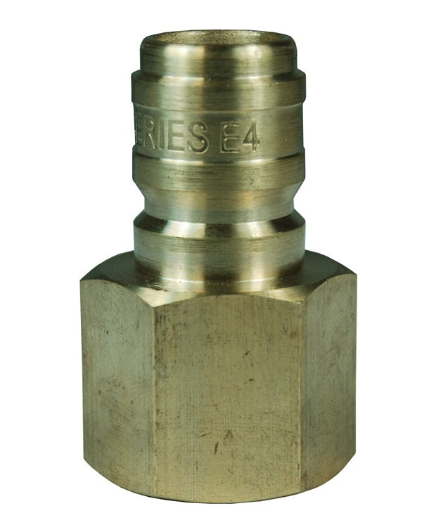 E8F8-B by Dixon Valve | Hydraulic Quick Disconnect Coupling | E-Series | 1" Female NPTF x 1" Straight-Through Interchange | Plug | Brass