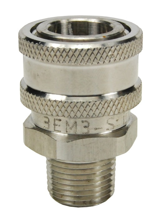 4EM4-S by Dixon Valve | Hydraulic Quick Disconnect Coupling | E-Series | 1/2" Male NPTF x 1/2" Straight-Through Interchange | Socket | Nitrile Seal | 303 Stainless Steel