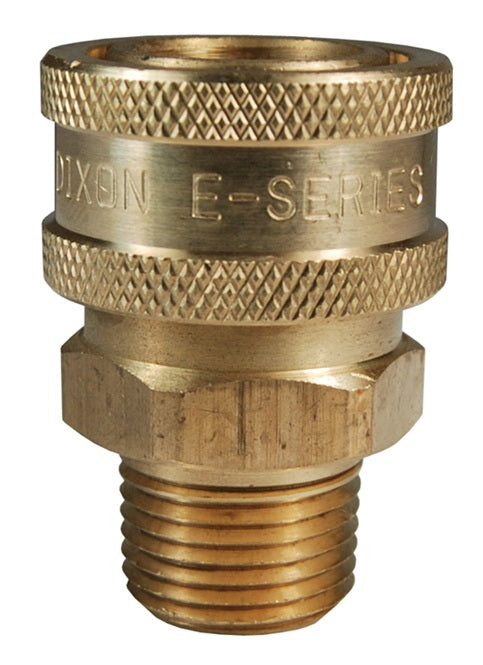10EM10-B by Dixon Valve | Hydraulic Quick Disconnect Coupling | E-Series | 1-1/4" Male NPTF x 1-1/4" Straight-Through Interchange | Socket | Nitrile Seal | Brass