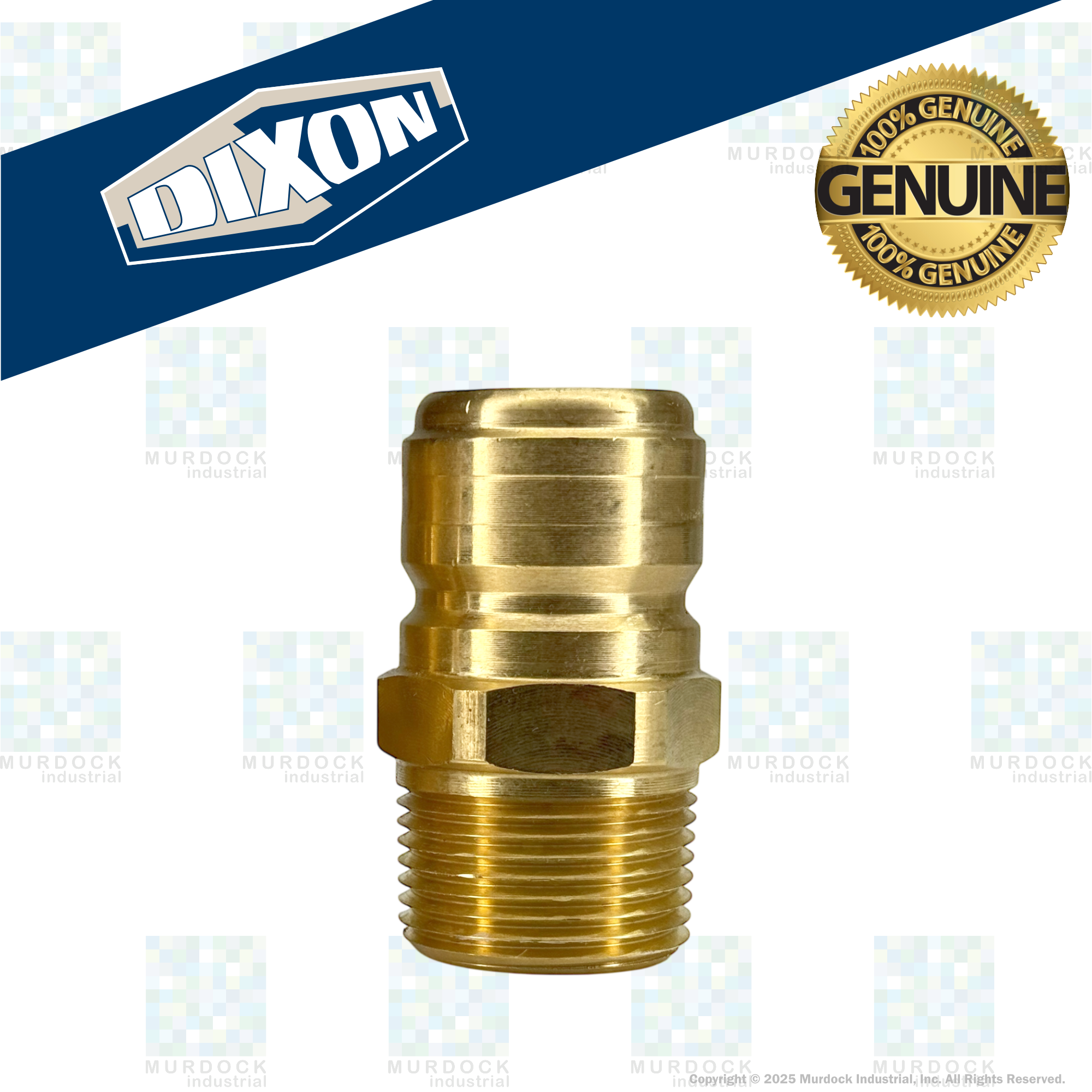 E10M10-B by Dixon Valve | Hydraulic Quick Disconnect Coupling | E-Series | 1-1/4" Male NPTF x 1-1/4" Straight-Through Interchange | Plug | Brass