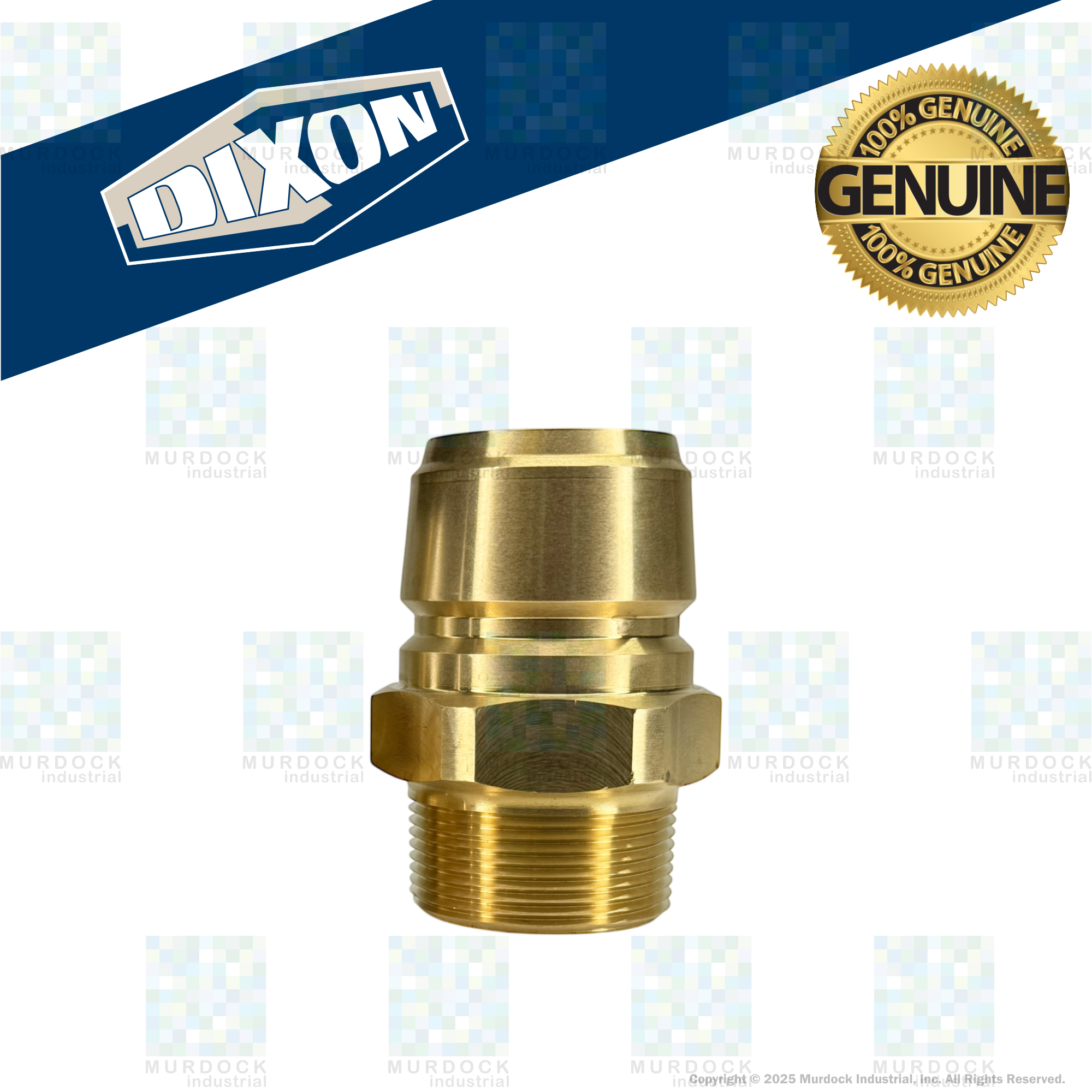 E12M12-B by Dixon Valve | Hydraulic Quick Disconnect Coupling | E-Series | 1-1/2" Male NPTF x 1-1/2" Straight-Through Interchange | Plug | Brass