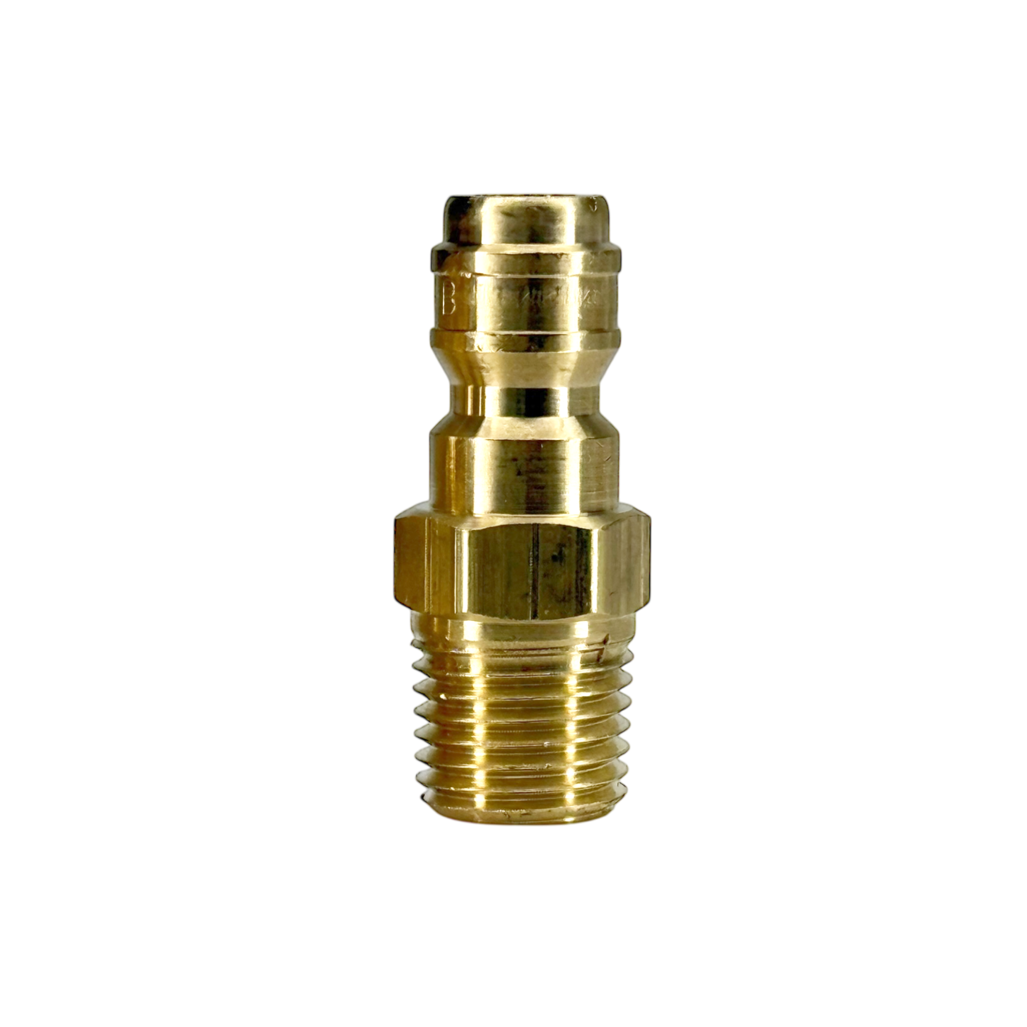 E1M1-B by Dixon Valve | Hydraulic Quick Disconnect Coupling | E-Series | 1/8" Male NPTF x 1/8" Straight-Through Interchange | Plug | Brass