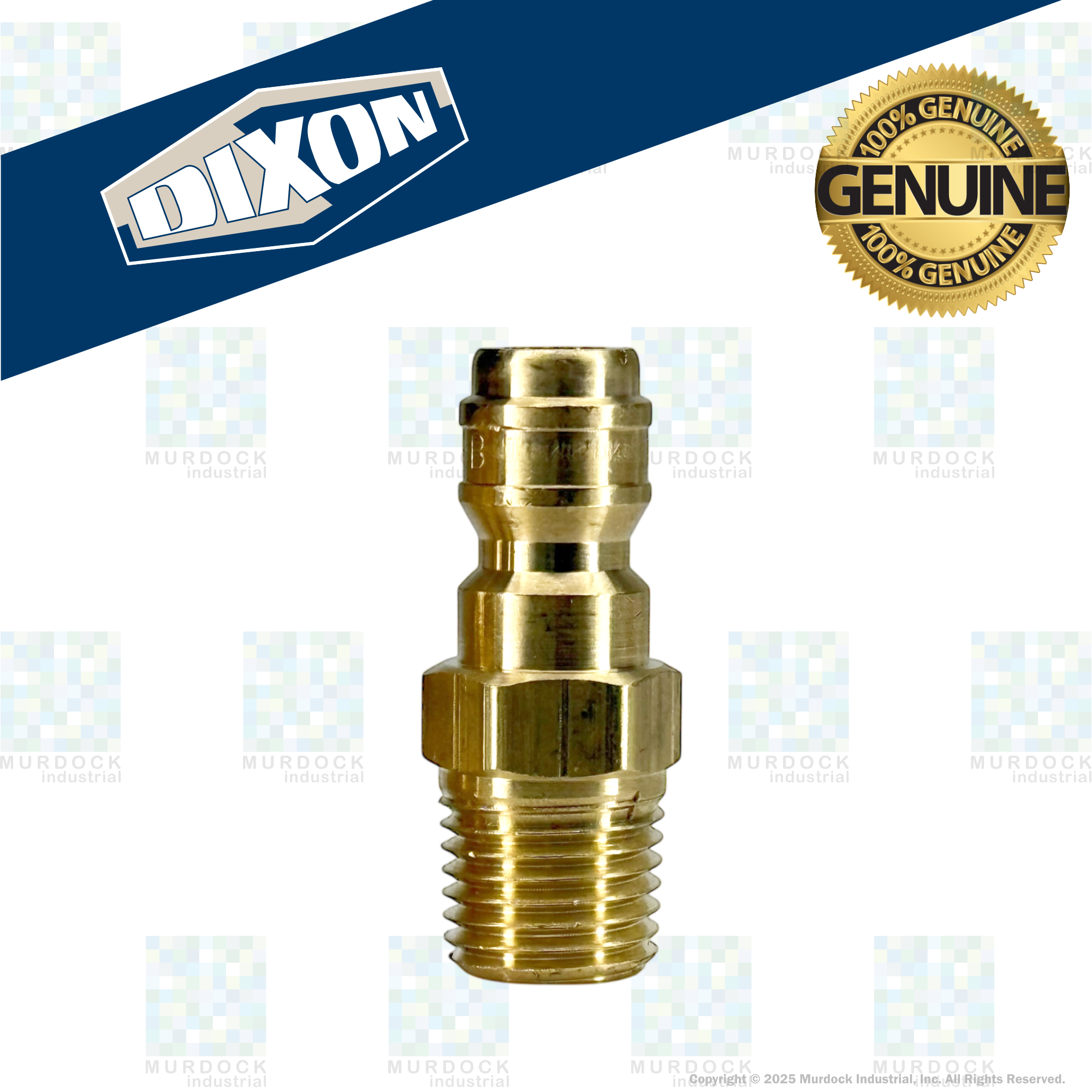 E1M1-B by Dixon Valve | Hydraulic Quick Disconnect Coupling | E-Series | 1/8" Male NPTF x 1/8" Straight-Through Interchange | Plug | Brass
