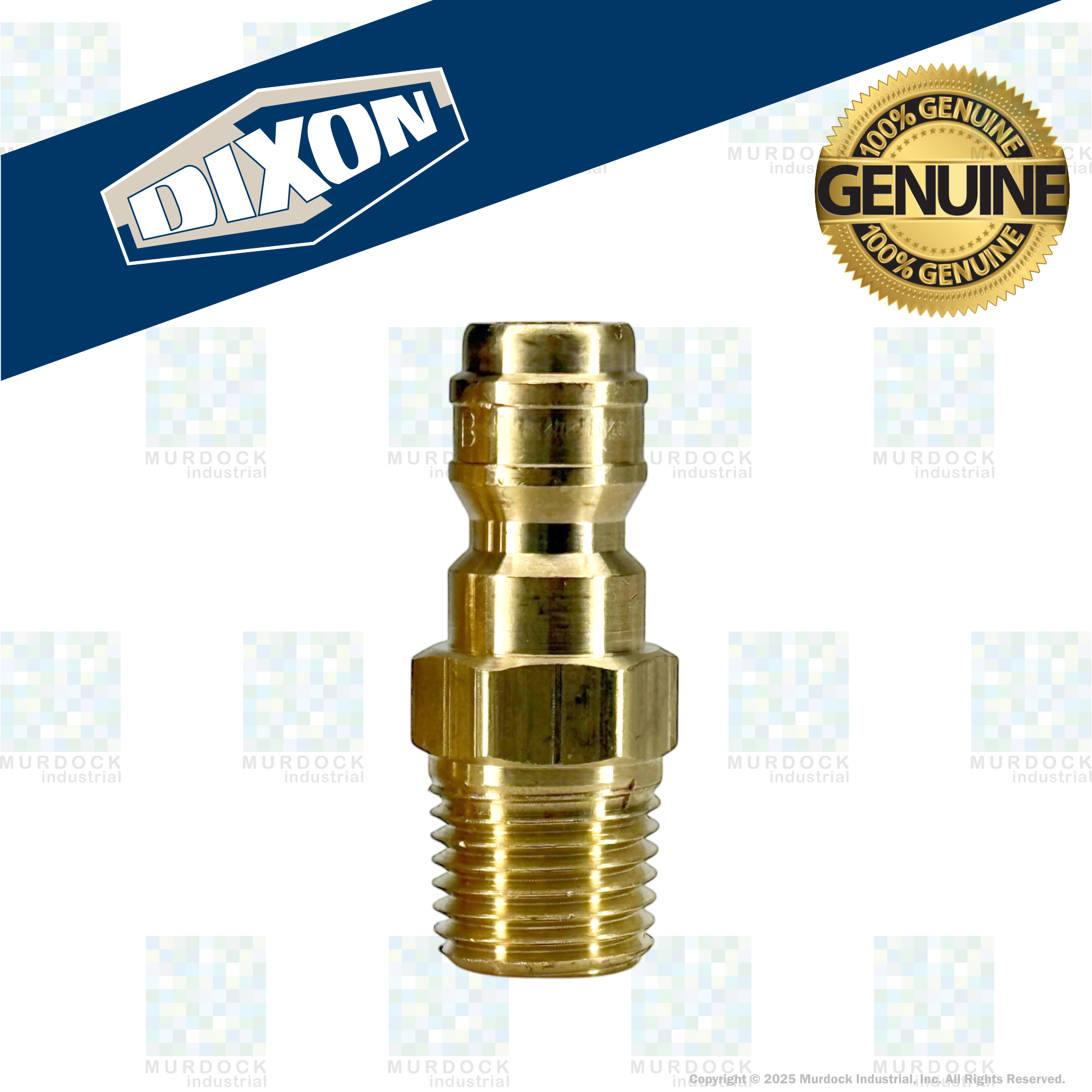E3M3-B by Dixon Valve | Hydraulic Quick Disconnect Coupling | E-Series | 3/8" Male NPTF x 3/8" Straight-Through Interchange | Plug | Brass